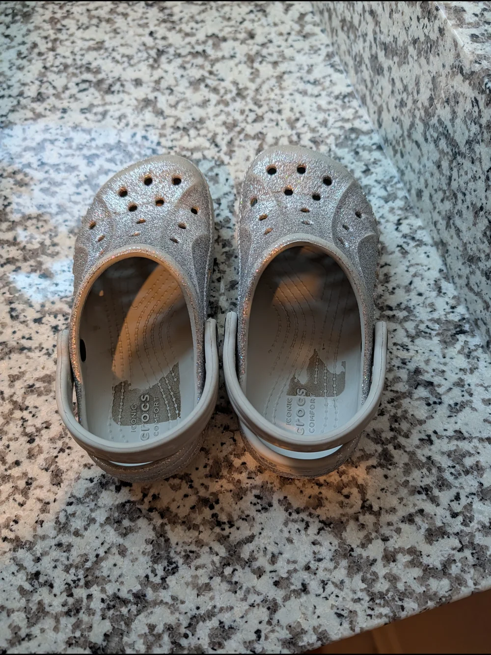 Crocs Kids Classic Glitter Clog - Silver